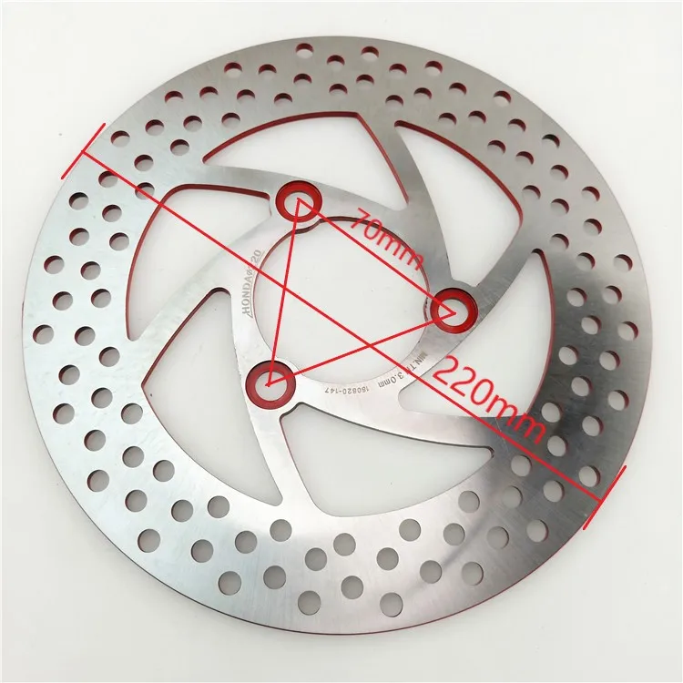 العالمي 3 ثقوب سبائك الألومنيوم العائمة القرص قرص فرامل دراجة نارية الفرامل منصات 220 مللي متر دراجة نارية الخلفية قرص الفرامل حفرة الملعب 70 مللي متر