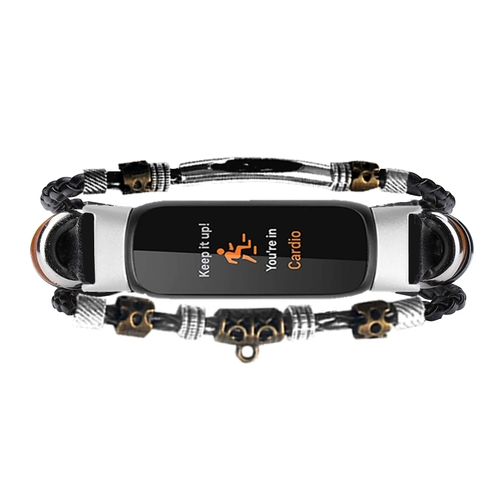 Fitbit Luxe 밴드 메탈 가죽 시계 밴드 스마트 팔찌 액세서리 Fitbit Luxe 교체 용 손목 밴드 DIY 꼰 스트랩