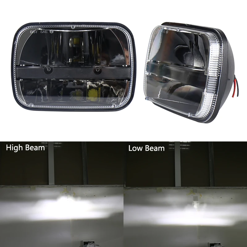 OVOVOS Rectangular 5x7 Inch LED Headlight For Jeep Wrangler YJ Cherokee XJ Kenworth T300 1997-2010 Replacement H6054 H5054