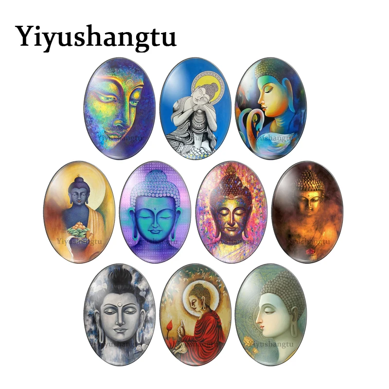 

Devout prayer Buddha art painting 13x18mm/18x25mm/30x40mm Oval photo glass cabochon demo flat back Making findings