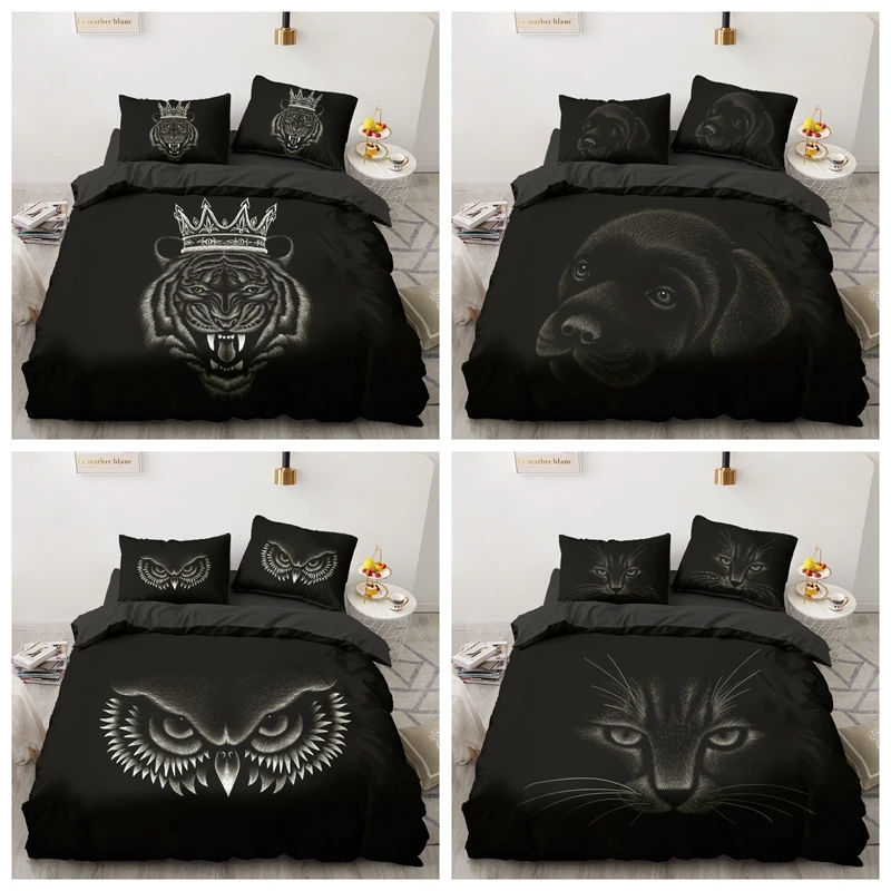 3D Black White Bedding Sets Bedlinen Single Twin Full Queen King Duvet Cover Pillowcase Adult Children Simplicity