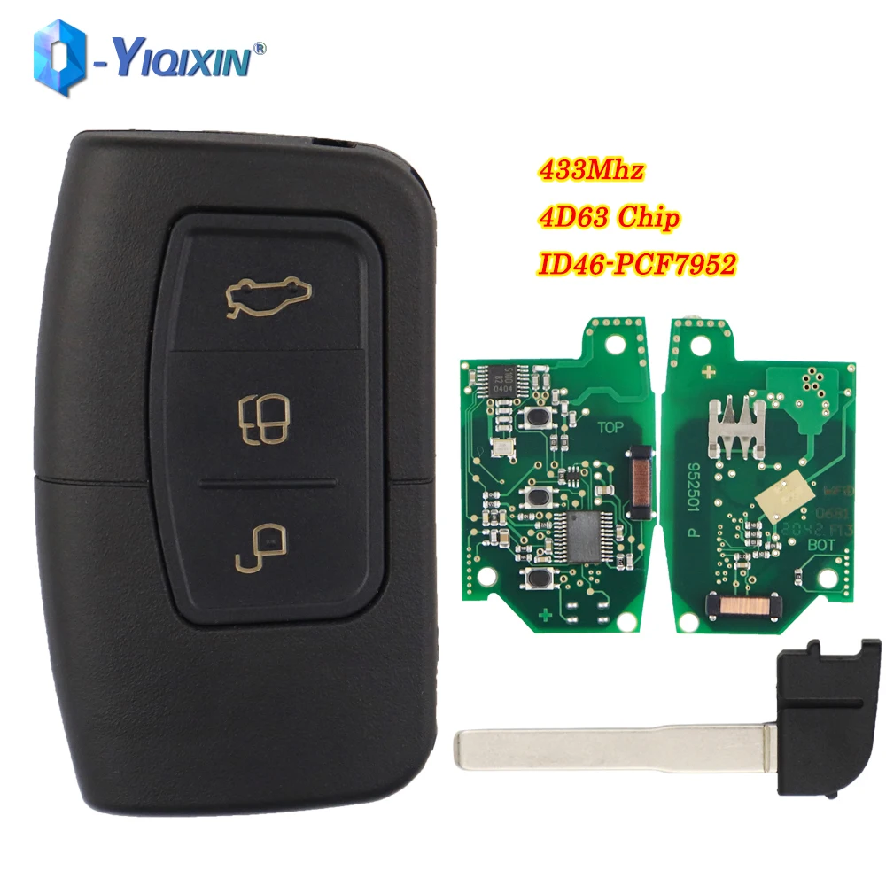 YIQIXIN 3BT Flip Folding Remote Smart Auto Schlüssel Für Ford Fusion Fokus Fiesta Mk7 Escape Kuga HU101 4D63 433MHZ ID46 Chip PCF7952