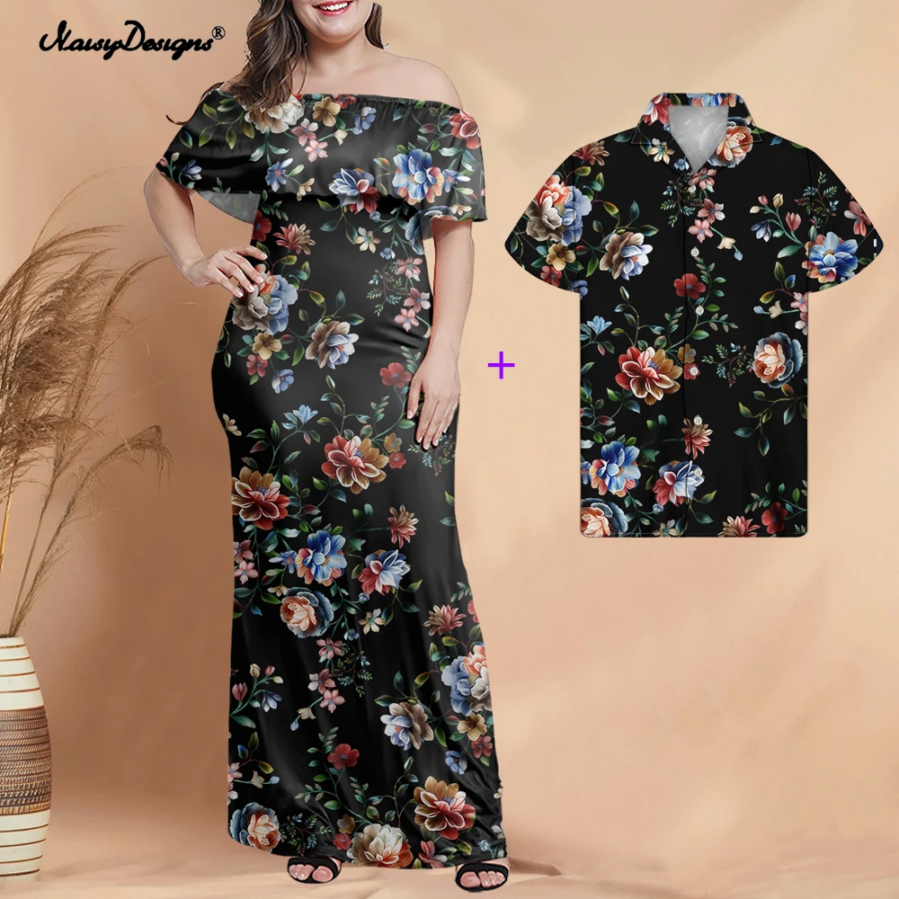 Noisydesigns T Hemd Kleid Frauen Bohemian Floral Frauen Ein-Schulter Mode 2022 Sommer Strand Vestido Femme 4xl 5xl 6xl