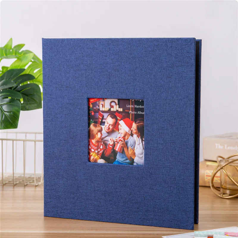 New 16 Inch Large Family Handmade Linen Photo Album Window Self-Adhesive Film Photo Album Diy Photo Album Home Decorations