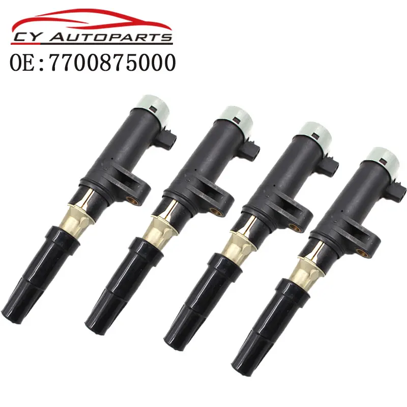 4PCS Ignition Coil For Renault Megane Scenic Clio Espace Kangoo Trafic Grand Modus Opel Vivaro Vauxhall 7700875000 8200405098