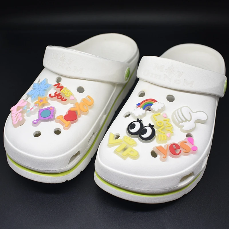 1Pcs Luminous Charms Accessories Fluorescent Shoes accesories Fashion Soft PVC Shoe Buckle Kids Cartoon charms design image 3