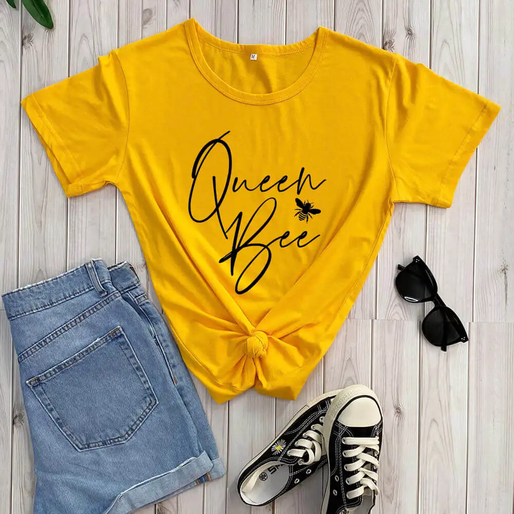 

Bee T Shirt New Arrival Women's 100%Cotton Funny T Shirt Bee Lover Gift Mom Shirt Bee Kind Shirts Letter with Graphic Print Tees