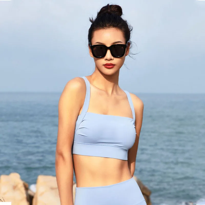 Sexy Backless Women Fitness Yoga Bra Square Collar Running Lady Sportswear Sports Top Wide shoulder strap Gym Training Underwear