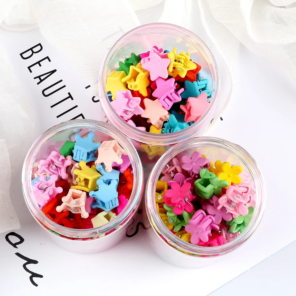 10/20/30Pcs Children Mini Stars Grip Claw Hair Clip Girls Candy Color Flowers Crown Hairpin Barrettes Headdress Hair Accessories