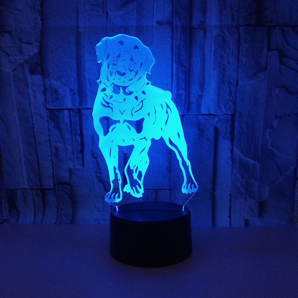 3D Dog Lamp 7 Colors Changing Night Light Touch Remote Base Gifts For Children Bedroom Decor Acrylic Plate Support USB Charging