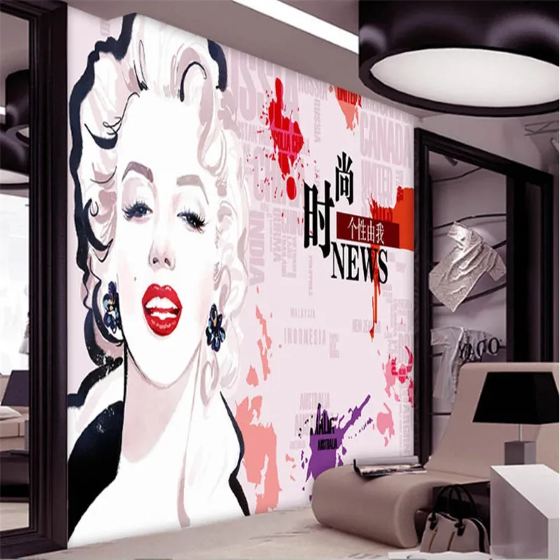 

Custom European and American Fashion Monroe Clothing Store Wall Paper Hair Salon Background Mural Wallpaper Papel De Parede 3d