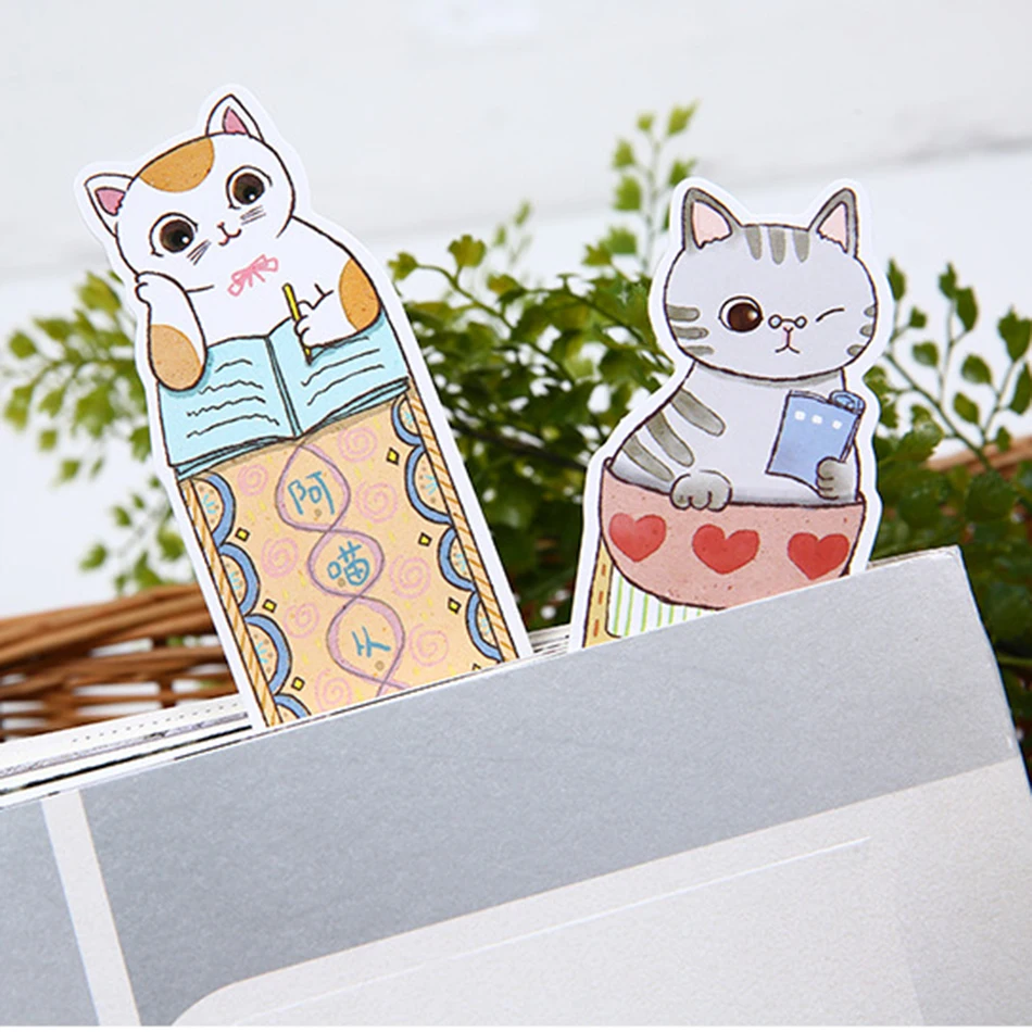 Marcapáginas de papelería para gato, papel de animales, regalo promocional, película de papelería, venta de moda, 30 unids/lote por paquete