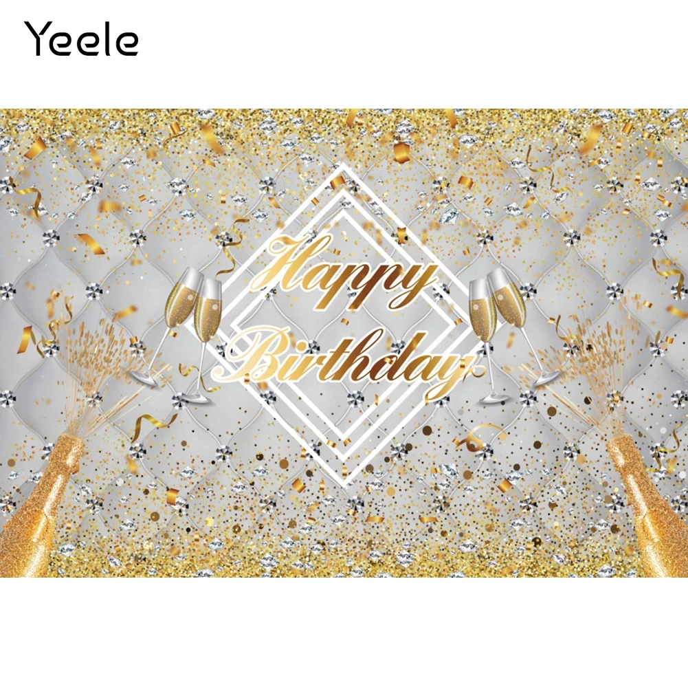 Yeele Adult Birthday Party Glitters Champagne Diamond Photography Backdrop Photographic Decoration Backgrounds For Photo Studio