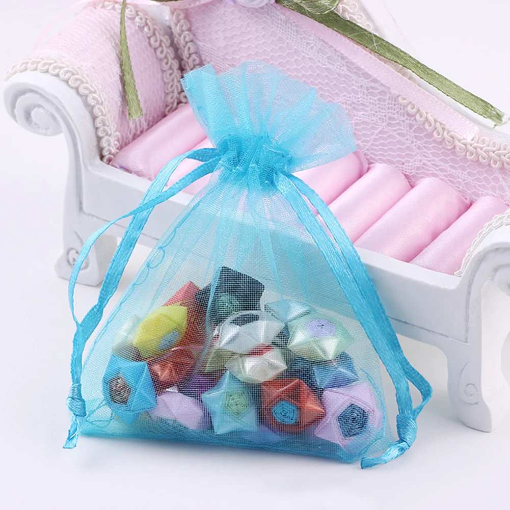 100Pcs Mesh Gift Bag Transparent Organza Bags Candy Box Jewelry Storage Bag Gift Box Packaging Bag Wedding Party Decoration