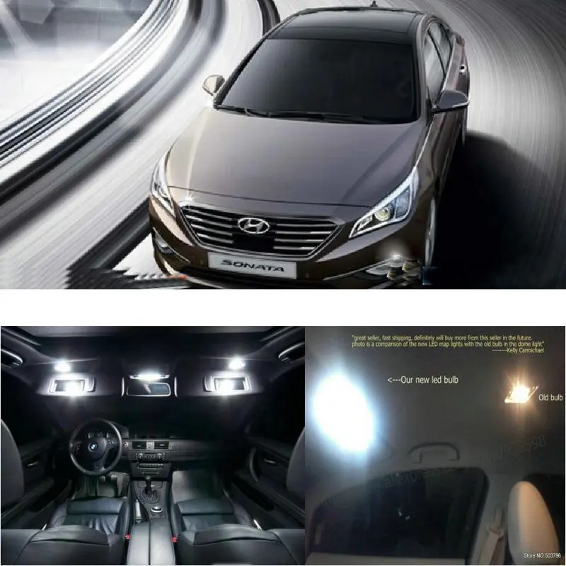 LED Interior Car Lights For Hyundai sonata LF sunroof room dome map reading foot door lamp error free 8pc