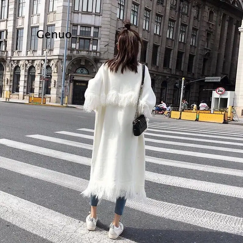 New Women Casual Style Autumn Winter Long Sleeve Loose Cardigan Hooded Knitted Overcoat Sweater Knitwear Tops