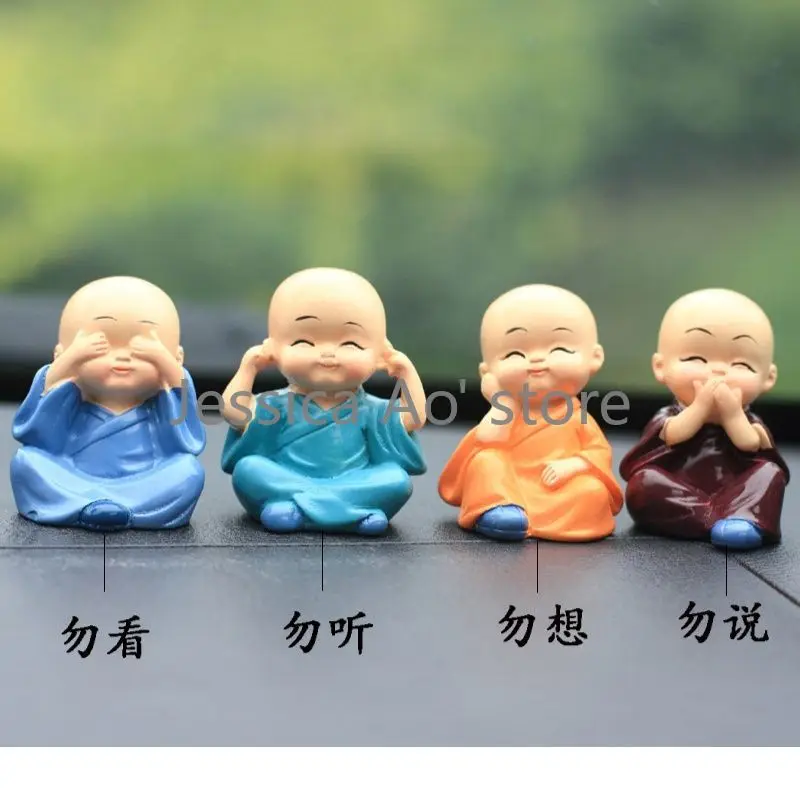 

4pcs Ceramic Monk Set Tea Pet Kung Fu Tea Set Tea Pet Yixing Monkey King Statue Buda Decoracion Buddha Statue for Car