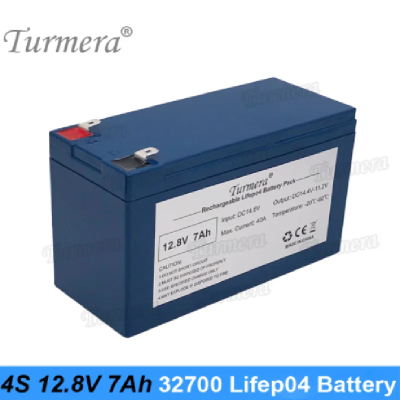 Lifepo4 Battery Pack 32700 4S1P 12.8V 7Ah with 4S 40A Balanced BMS for Electric Boat and Uninterrupted Power Supply 12V Turmera