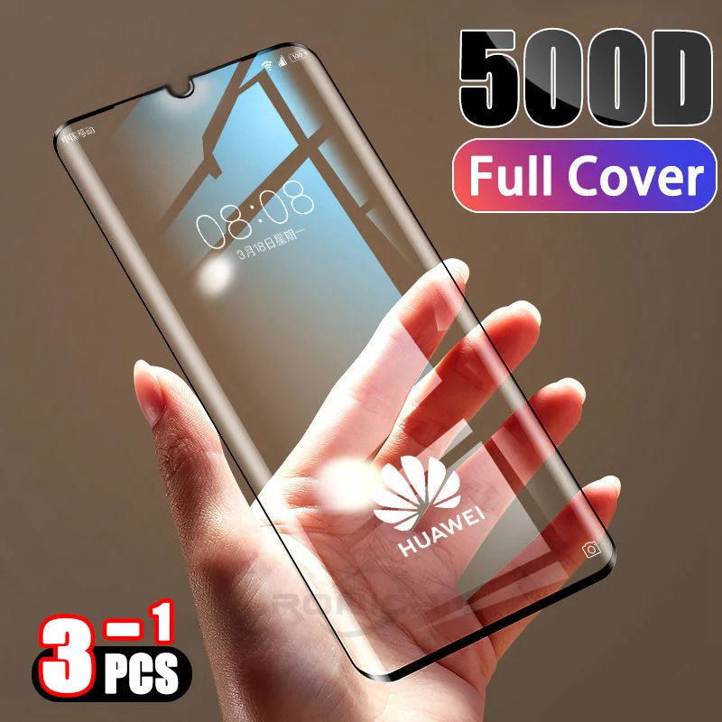 500D Tempered Full Cover Protective Glass on For Huawei P30 P20 Lite Pro P40 Screen Protector Film For Mate 20 10 Lite Pro Glass