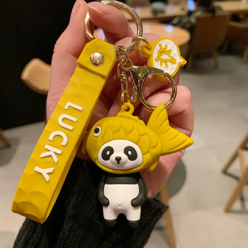 Kawaii Cartoon Panda Pendant Keychain Female Ins Creative Cute Pig Phone Key Chain Couple Lovers Car Lanyard Girl Gift Child Toy