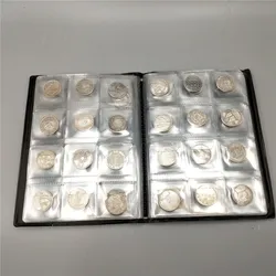 China's Old Coins Collection Book 120 Silver Coins (the outer skin color is random)