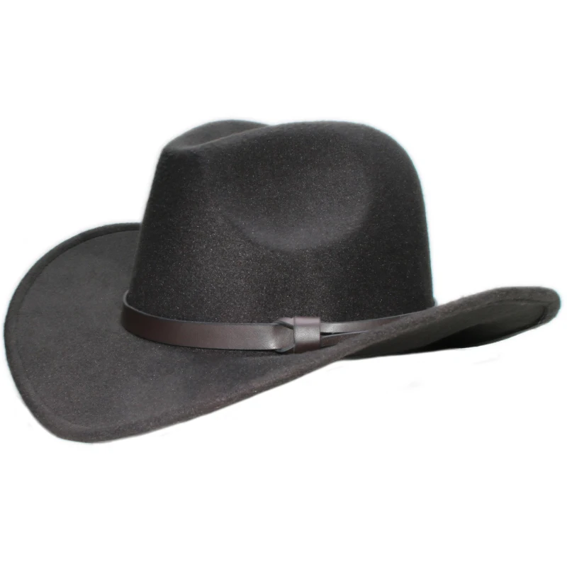 Vintage Parent-child Women Men / Child Wool Wide Brim Cowboy Western Hat Cowgirl Bowler Cap Coffee Leather Band (61cm/57cm/54cm)