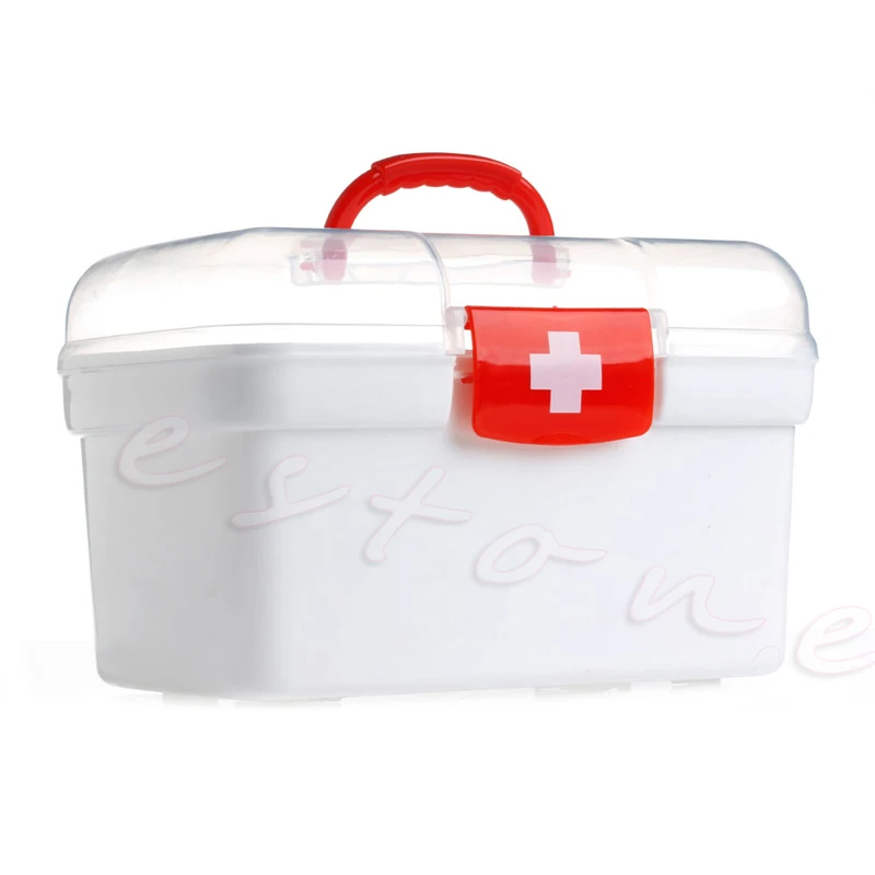 Double Layer Health Box Medicine Chest Handle First Aid Kit Storage Organizer M89F