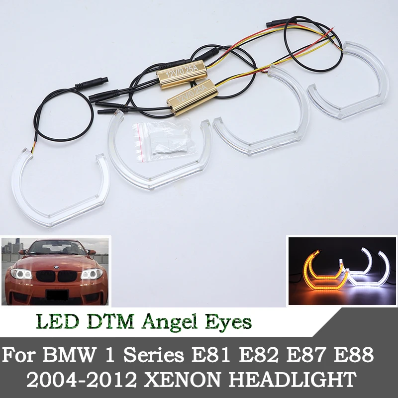 

High quality crystal LED angel eyes DTM style halo ring light For BMW 1 Series E81 E82 E87 E88 2004 2005-2012 XENON HEADLIGHT