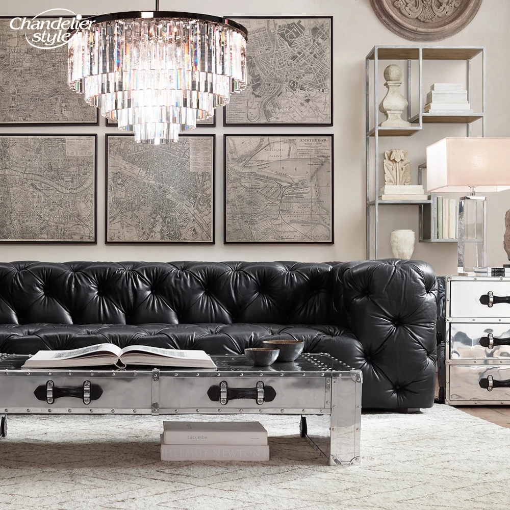 1920's Odeon Round Chandelier Modern Crystal Chandeliers Lustre LED Living Room Bedroom Dining Room Pendant Light Fixtures