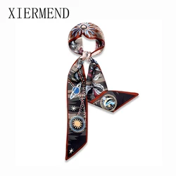 2021 new silk scarves spring autumn decoration joker hair ribbon bound handbags band small scarf hairband skinny scarf women