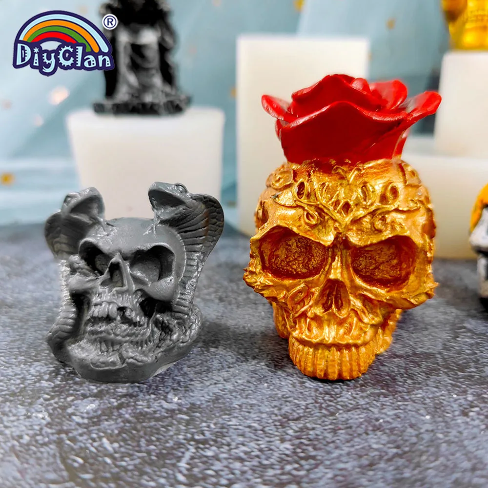 Skull Head Silicone Mold Summer Styles Halloween Fondant Cake Decorating Tools Chocolate Dessert Sugar Mousse Baking Mould