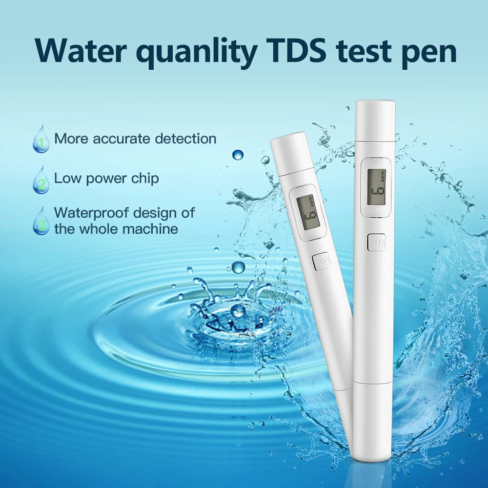 TDS Digital Water Tester Water Test Pen Water Quality Analysis Meter Water Purity Check 0-9999 ppm Measurement Hardness Tester