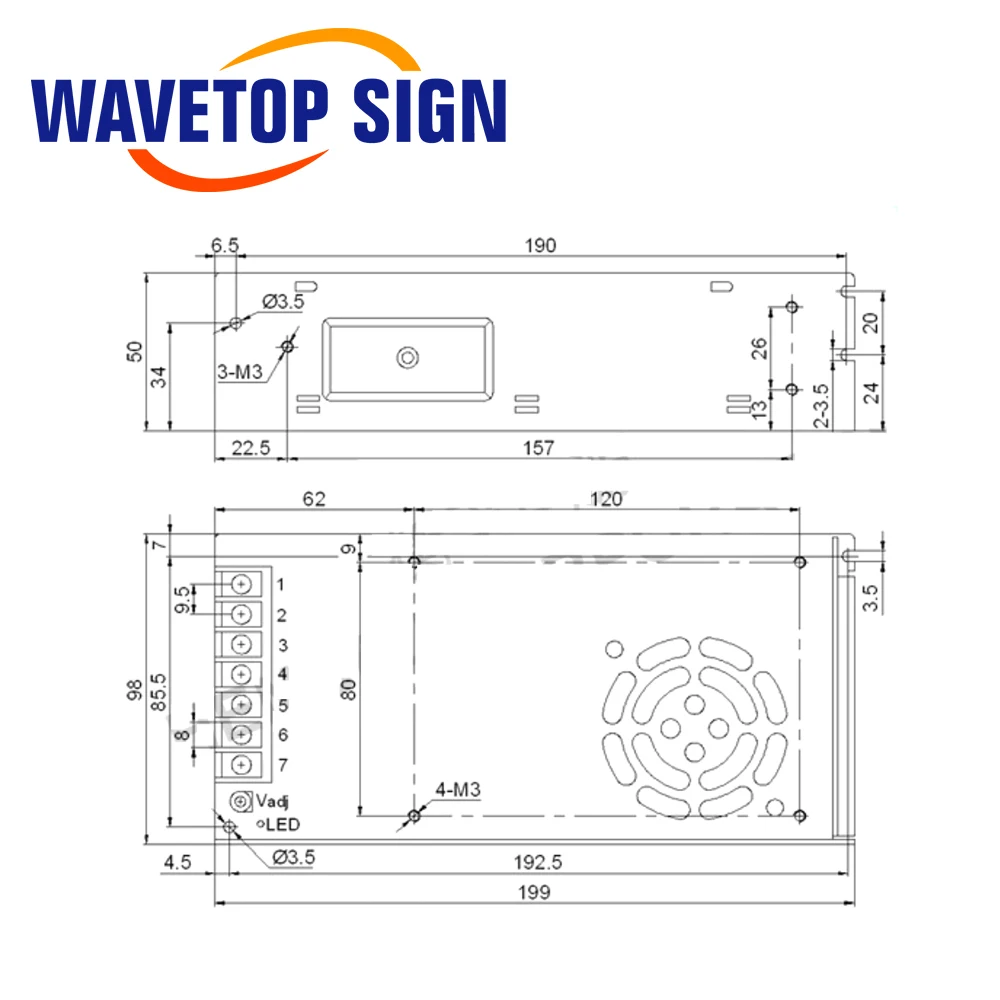 WaveTopSign 350W Switch Power Supply HF350W-SM-24V 14.6A Single Output for Laser Machine and Solar Charge