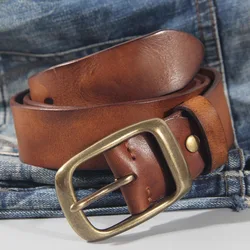 100% nova moda couro retro artesanal fivela de cobre cinto de luxo dos homens cinto de couro genuíno cinto jeans ampla cinto masculino