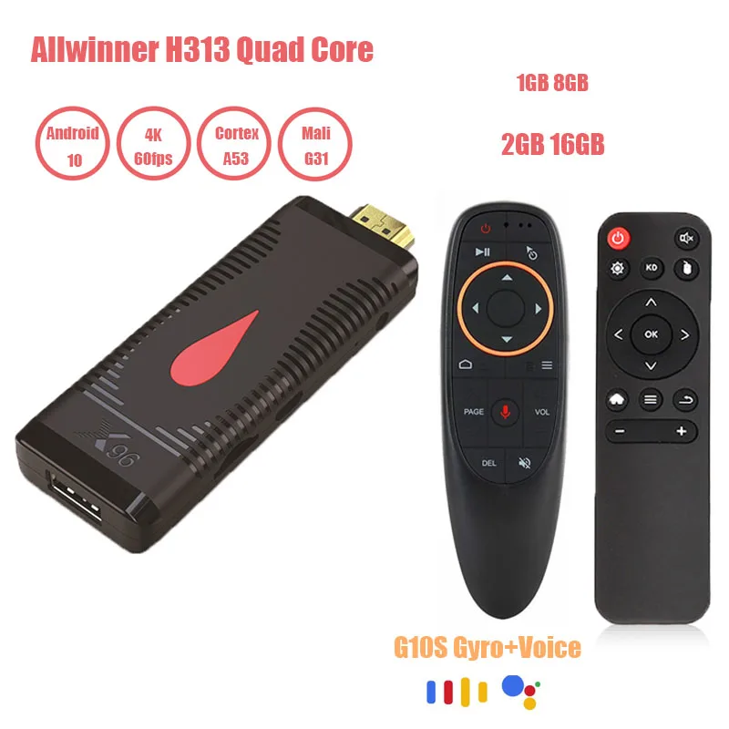 X96 S400 Mini PC TV Stick Android 10 TV Box 2.4G WIFI 2GB 16GB Allwinner H313 Smart TV Box 4K HD Media Player Set Top