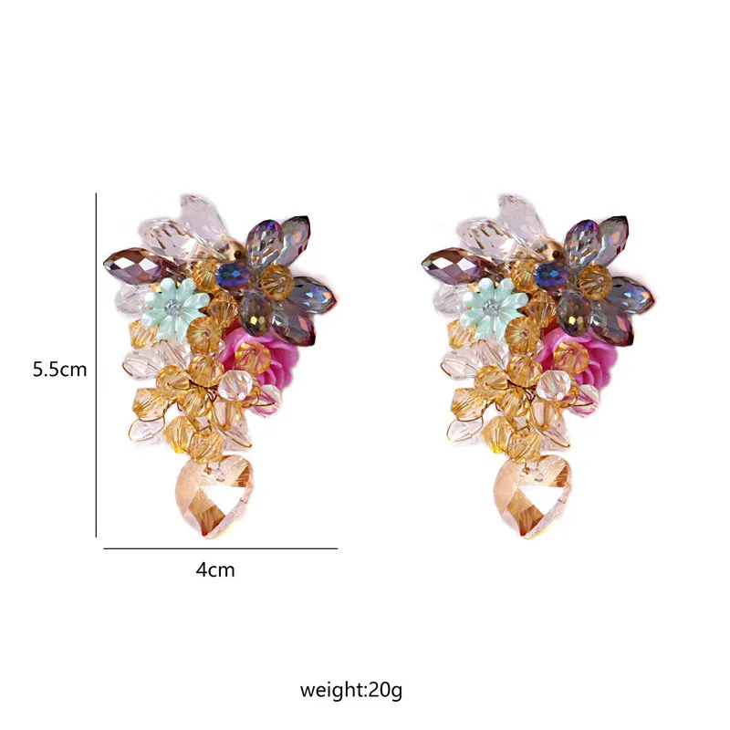 JURAN 2020 New Earrings for Women Bohemia Acrylic Crystal Flower Pendants Vintage Statement Drop Earrings Party Jewelry Gifts