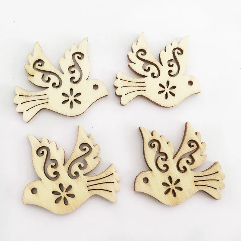 20PCS Unfinished Wooden Birds Shaped Crafts Wood Cutouts Embellishment Wood Craft Slices for DIY Scrapbooking Card Making Props