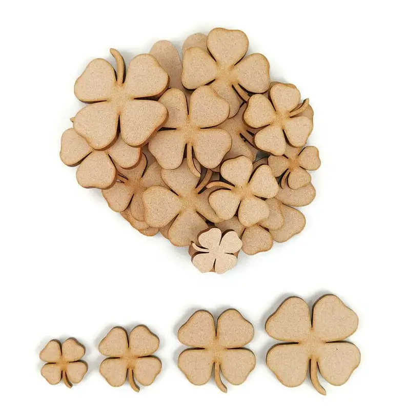 Four Leaf Clover MDF Craft Shapes Wooden Tag Embellishment St Patricks day irish