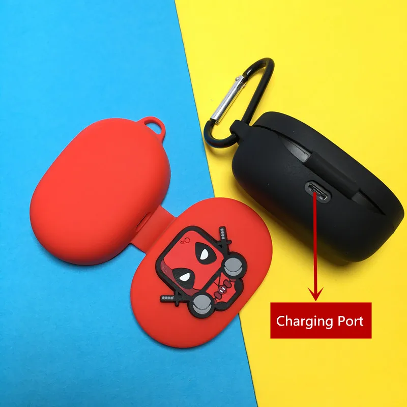 Marvel Tai Nghe Ốp Lưng Có Móc Treo Cho Xiaomi Redmi AirDots 1/2 Silicone Dẻo Không Dây Tai Nghe Bluetooth Chụp Tai Trường Hợp Vỏ