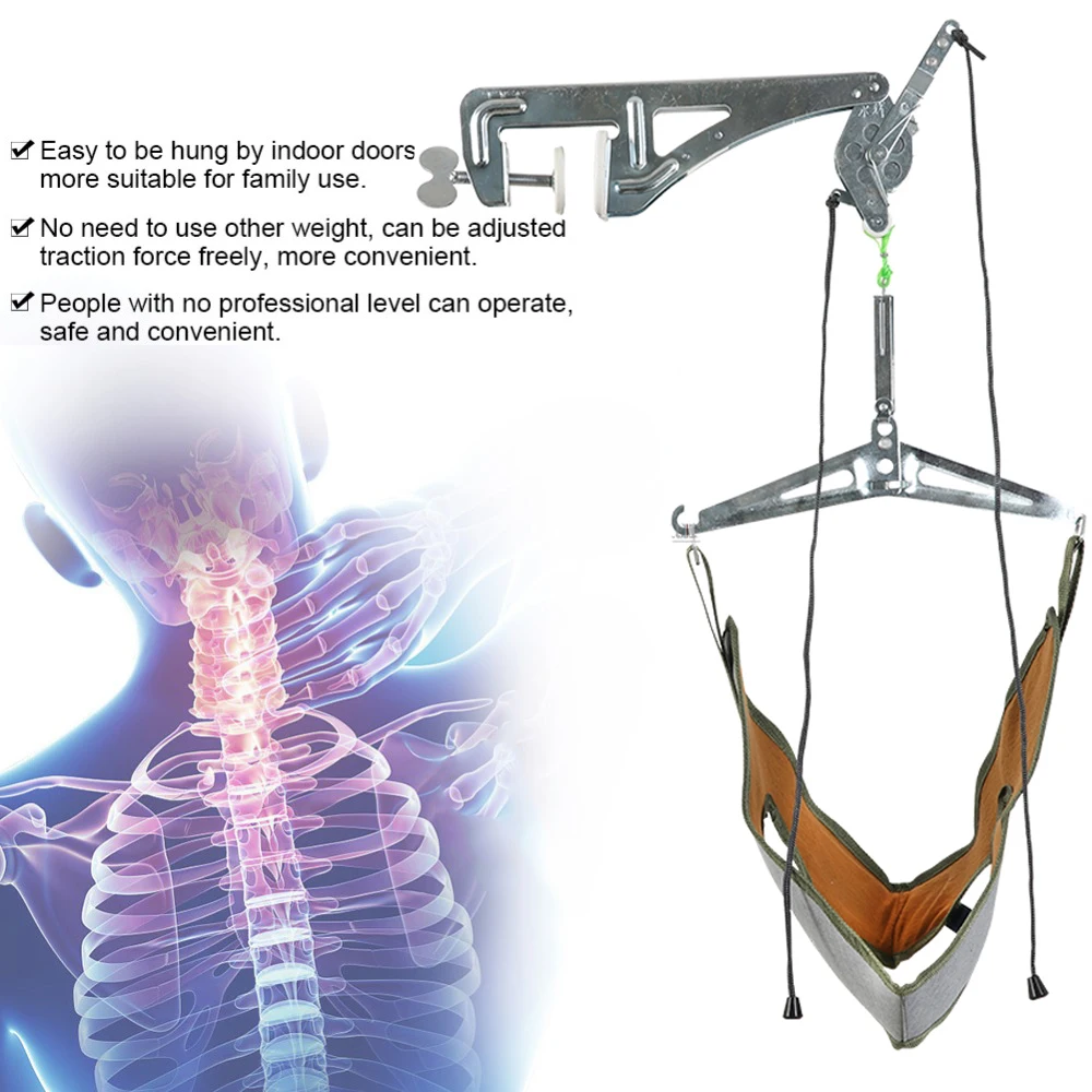 Hanging Neck Traction Device Cervical Traction Fixation Gear Neck Correction Stretcher Pain Relief Chiropractic Head Massager