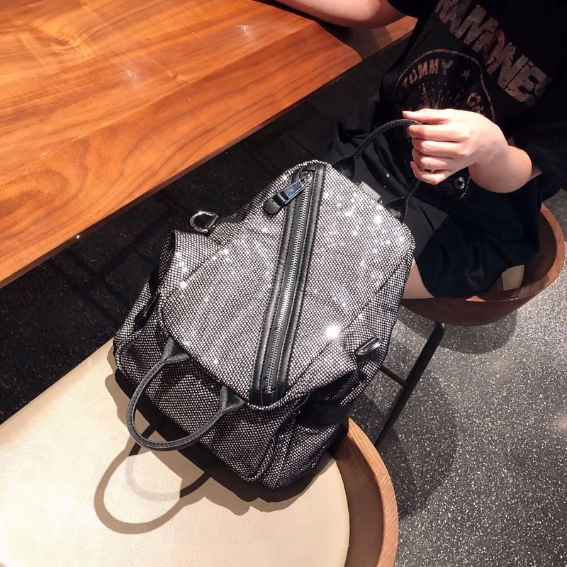 Trendy Brand 2024 Women Backpack Ita Large Capacity Sequins Bagpack Fashion Diamond Personalized Portable School Shoulder Bag