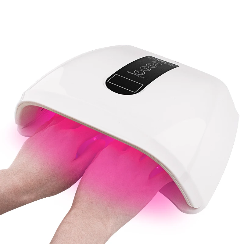 96 W Nagellampe, UV-LED-Nageltrockner, rote Lichtperlen zum Aushärten von Nagellack, Gel, hohe Leistung, 96 W, Nägel, Kunst, Maniküre, elektrische Lampen, weiß