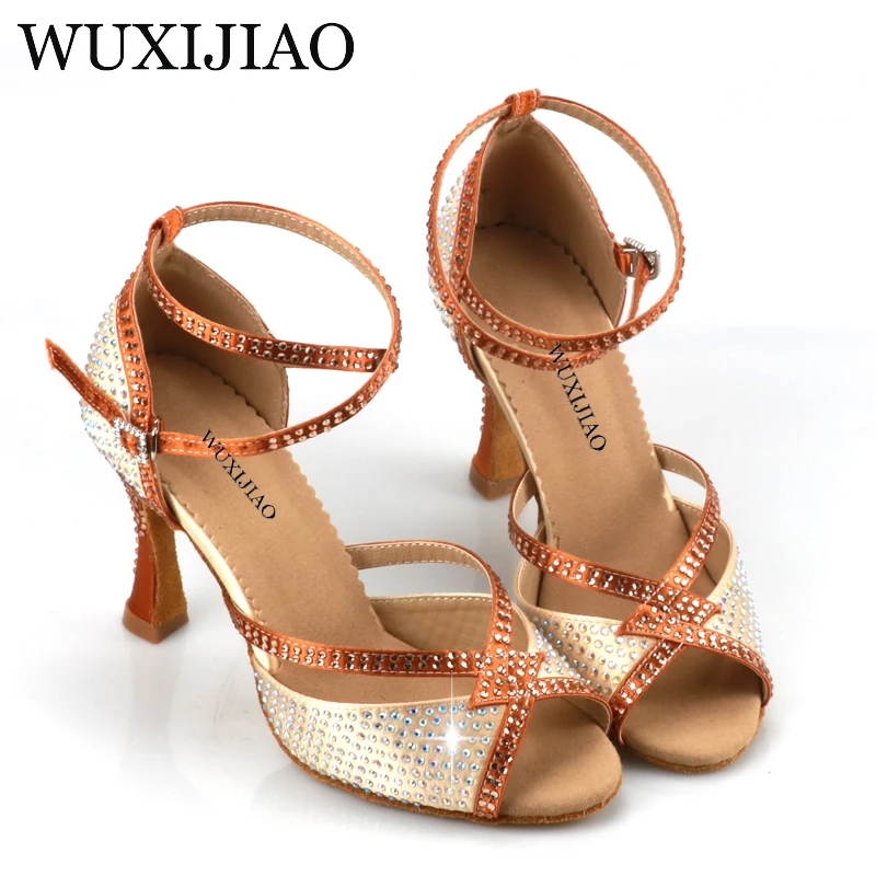 WUXIJIAO Women\'s Latin Dance Shoes New Dance Shoes Unique Design Salsa Shoes Diamond Sandals