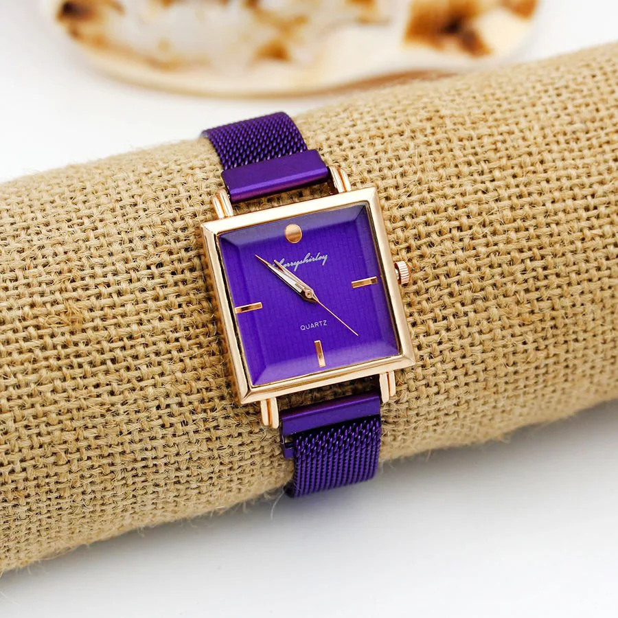 Female Jewelry Magnetic Mesh Belt Watches Square Quartz Bracelet Watch Ladies Starry Sky Clock Luxury Women Dress Wristwatches