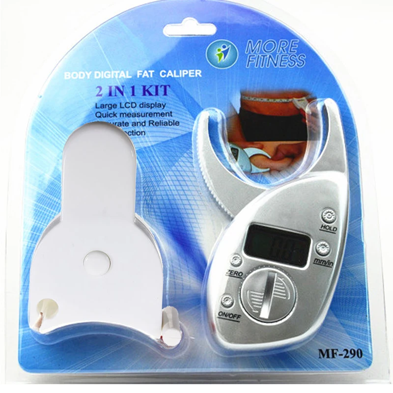 2in 1 Kit Digital body fat caliper and body measure tape Digital body fat analyzer + Tape Measure Pack Skin Muscle Tester