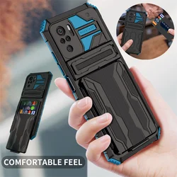 Shockproof Armor Telefoon Geval Voor Xiaomi Redmi Note 10 10S 11 11S 9T Mi 11T Poco m4 X4 Pro Card Slot Standhouder Back Cover Funda