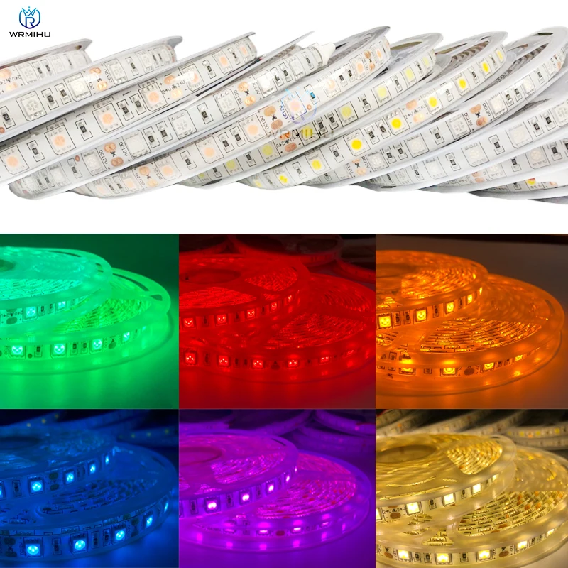 

5050 LED Strip Waterproof DC12V 60LEDs/m 5M Flexible RGB Single color LED Light White Red Greed Blue Tape Home Decoration Lamp