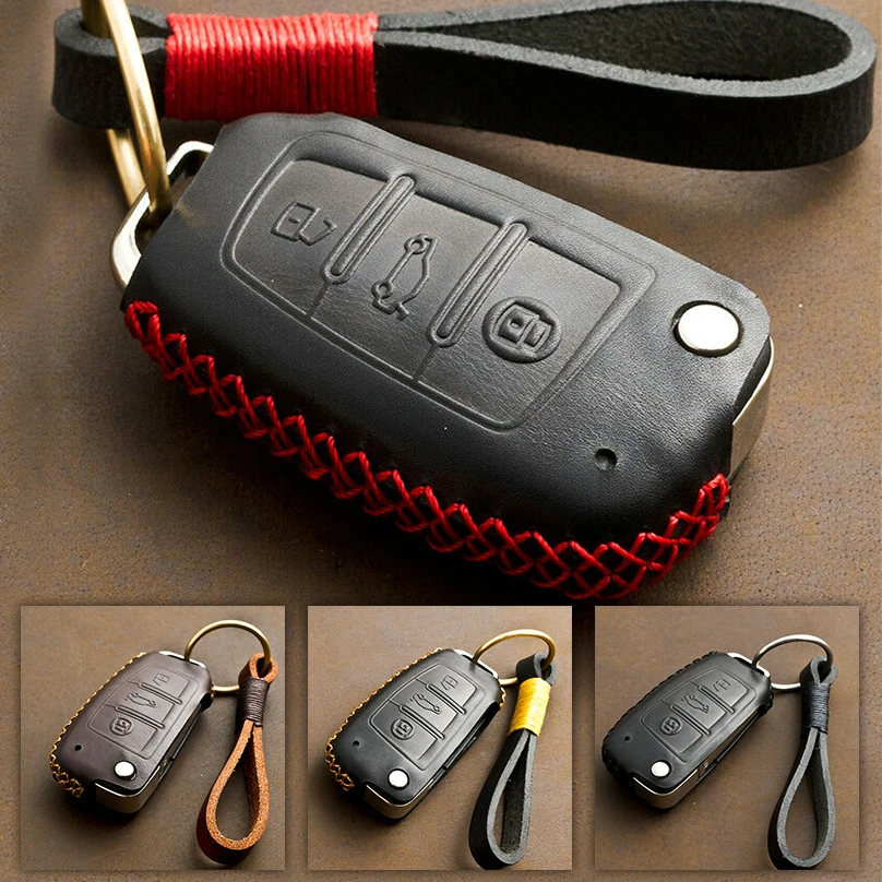 

For Audi Sline A3 A5 Q3 Q5 A6 C5 C6 A4 B6 B7 B8 TT 80 S6 Genuine Leather Car Key Cover Case Auto Key Cover Holder Protector