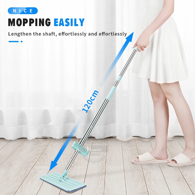 Konco Magic Squeeze Flat Mop Hand Free Washing Microfiber Mop For Washing Floor Home Cleaning Tool Bathroom Accessories