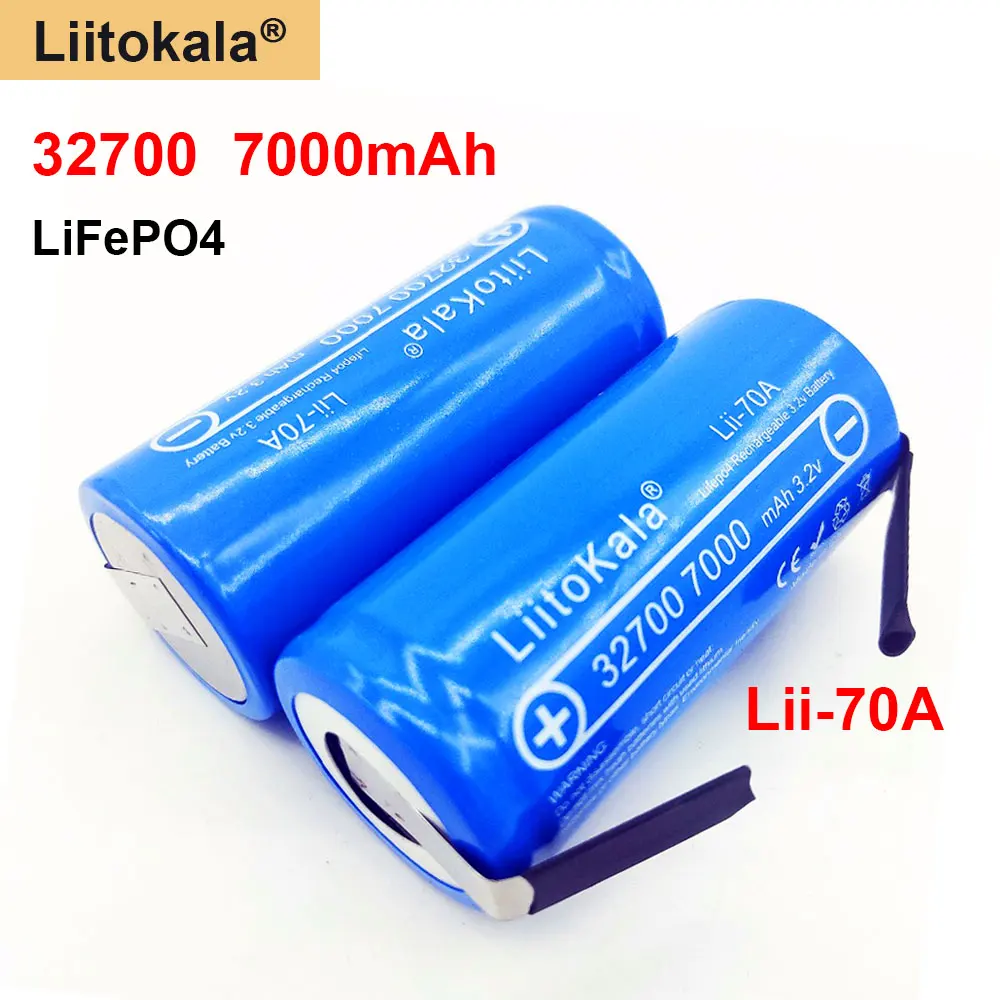 2020 LiitoKala Lii-70A High power 3.2 V 32700 7000mAh battery 6500mAh LiFePO4 35A 55A Continuous Discharge battery+Nickel Sheets